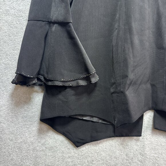 VTG St Anthony Sicari Evening Jacket Plus 22W Black Beaded Ruffles Suit Blazer - Picture 9 of 10